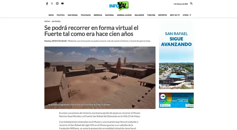 Cobertura de prensa 3 — Fuerte San Rafael del Diamante en realidad virtual